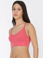 Softline Women's Non Padded Wire Free Sports Bra in Poly Cotton Fabric with High Elasticity, No Hook Design, and Slip on Style