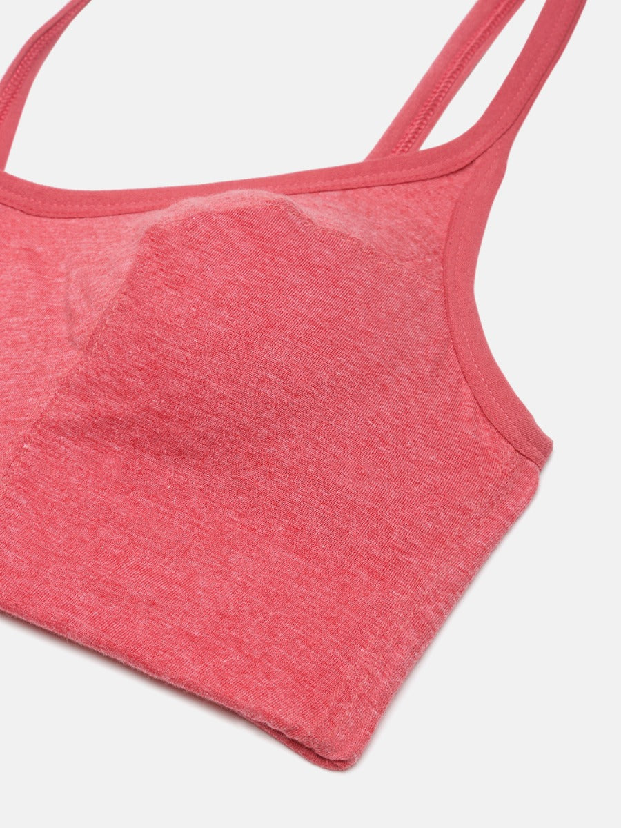 Softline Women's Non Padded Wire Free Sports Bra in Poly Cotton Fabric with High Elasticity, No Hook Design, and Slip on Style