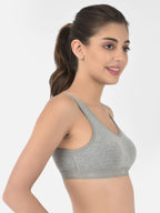 Softline Women's Non Padded Wire Free Sports T-Shirt Bra in Cotton Stretch Fabric with Full Cup Coverage, Broad Underband, Double Layered Cups, and Slip On Design (2057)