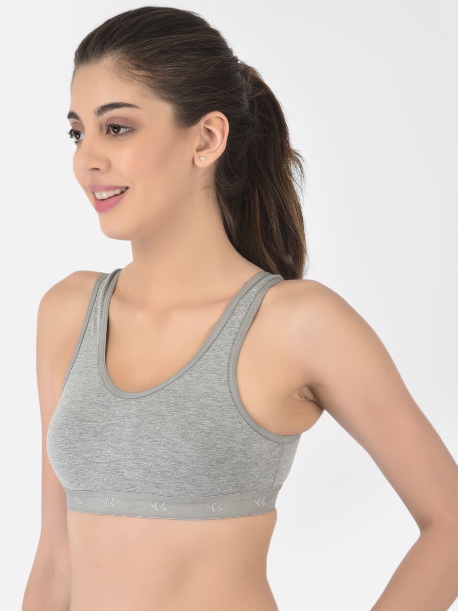Softline Women's Non Padded Wire Free Sports T-Shirt Bra in Cotton Stretch Fabric with Full Cup Coverage, Broad Underband, Double Layered Cups, and Slip On Design (2057)