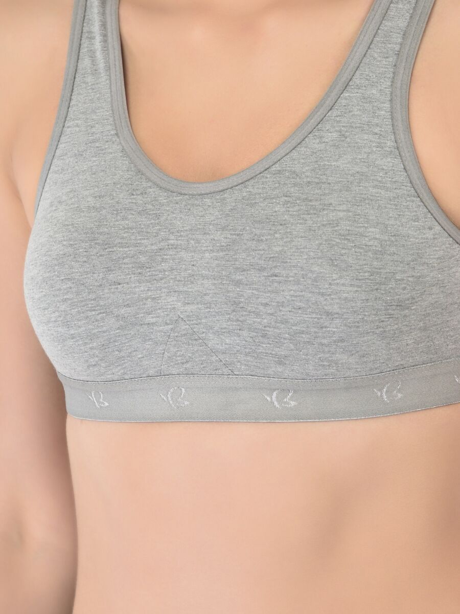 Softline Women's Non Padded Wire Free Sports T-Shirt Bra in Cotton Stretch Fabric with Full Cup Coverage, Broad Underband, Double Layered Cups, and Slip On Design (2057)