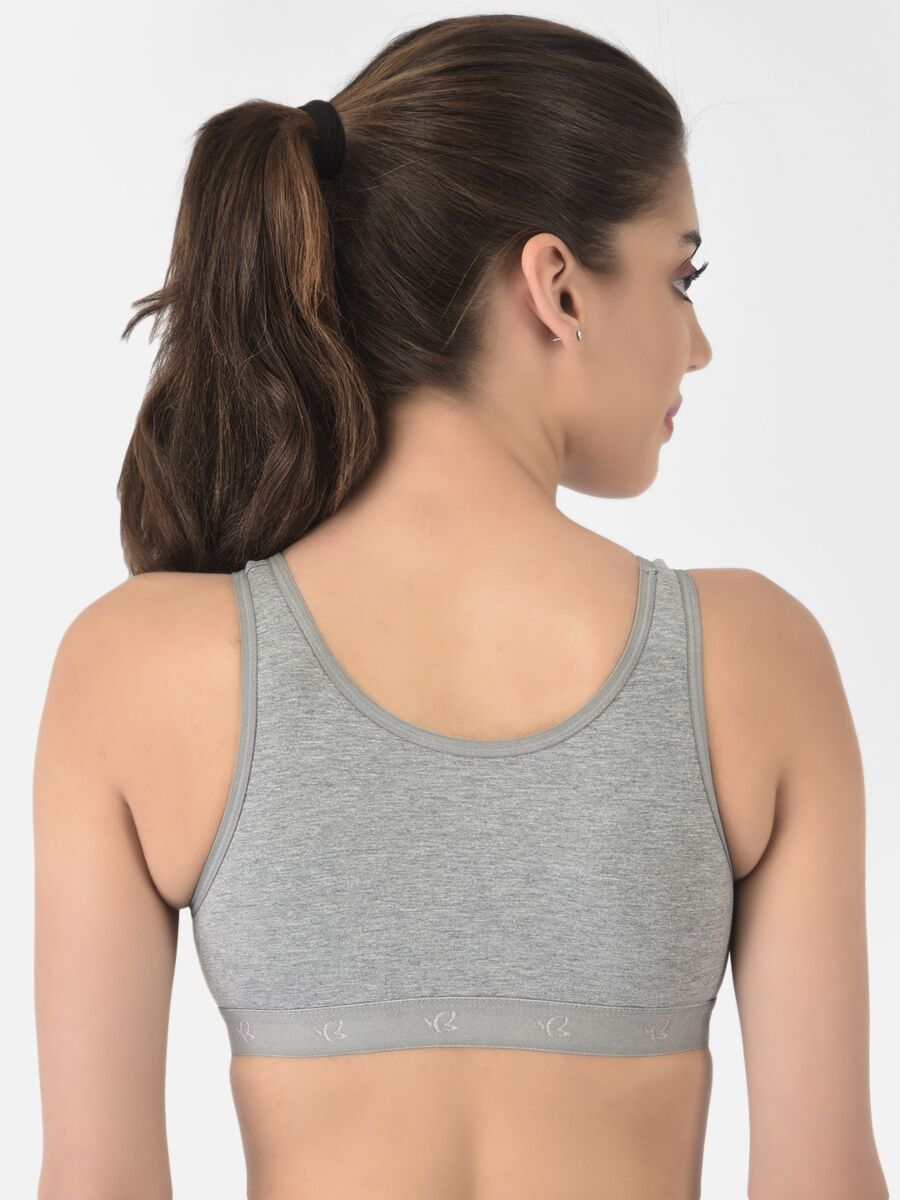 Softline Women's Non Padded Wire Free Sports T-Shirt Bra in Cotton Stretch Fabric with Full Cup Coverage, Broad Underband, Double Layered Cups, and Slip On Design (2057)