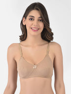 Softline Women's Non Padded Wire Free Bra in Cotton Stretch Fabric with Double Layered Cups Full Coverage, Elastic Straps, and Hook Closure (1054)