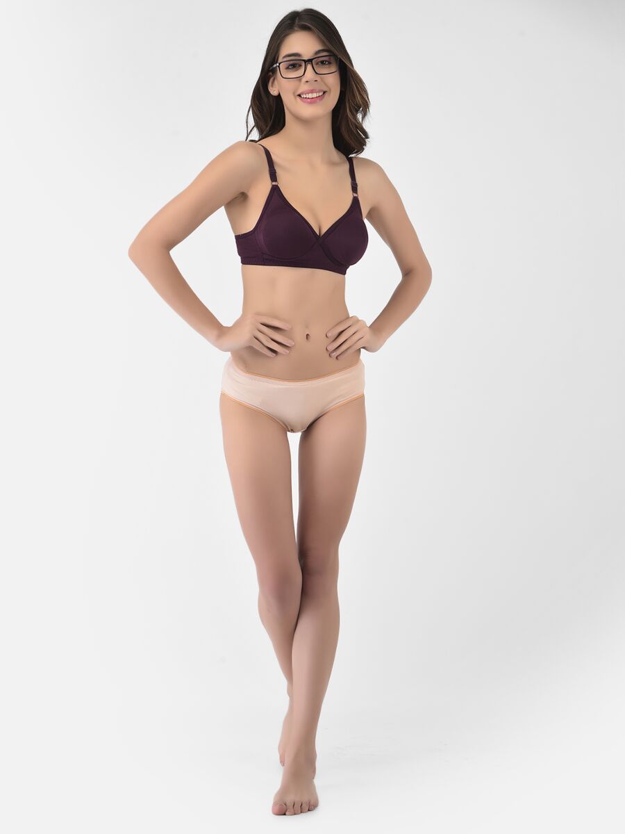 Softline Women's Non Padded Wire Free T-shirt Bra in Cotton Poly Fabric with Cross Neck Elastic Straps, Full Cup design, and Hook Closure (2052)