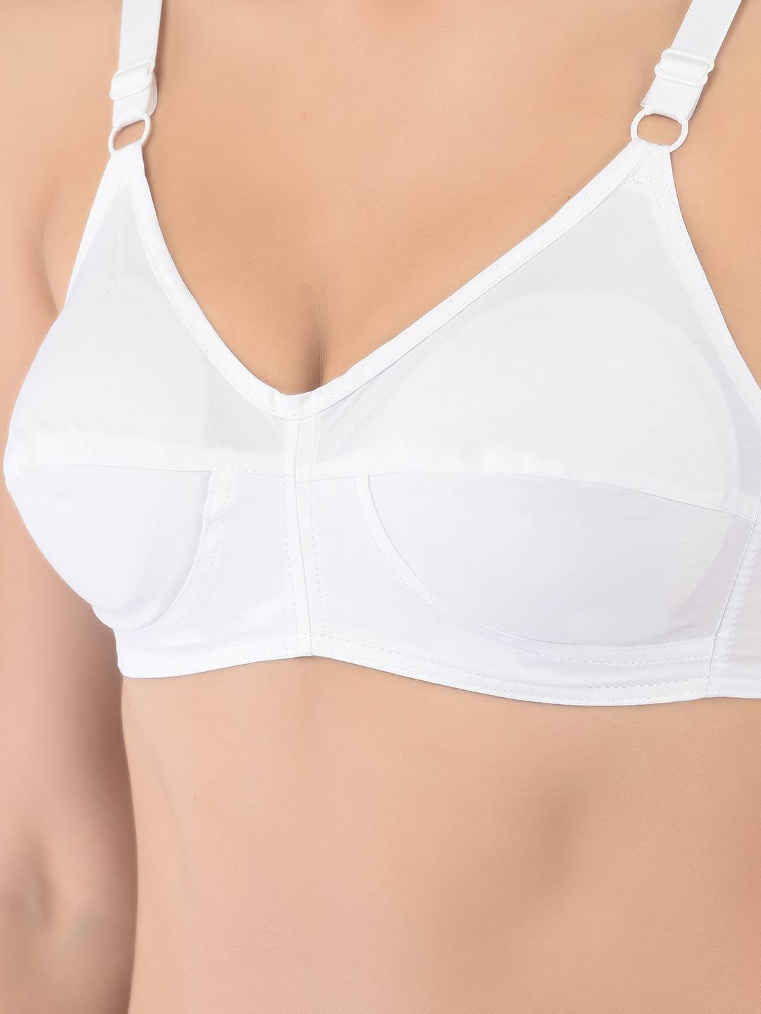 Softline Women's Non Padded Wire Free Bra in 100% Cotton Fabric with Full Coverage Cups, Elastic Straps, and Hook Closure (1059)
