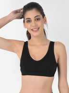 Softline Women's Non Padded Wire Free Sports Bra in 100% Cotton Fabric with Full Cup Coverage, Broad Underband,Double Layered Cups, and Slip On Design (1064)