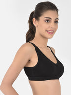 Softline Women's Non Padded Wire Free Sports Bra in 100% Cotton Fabric with Full Cup Coverage, Broad Underband,Double Layered Cups, and Slip On Design (1064)