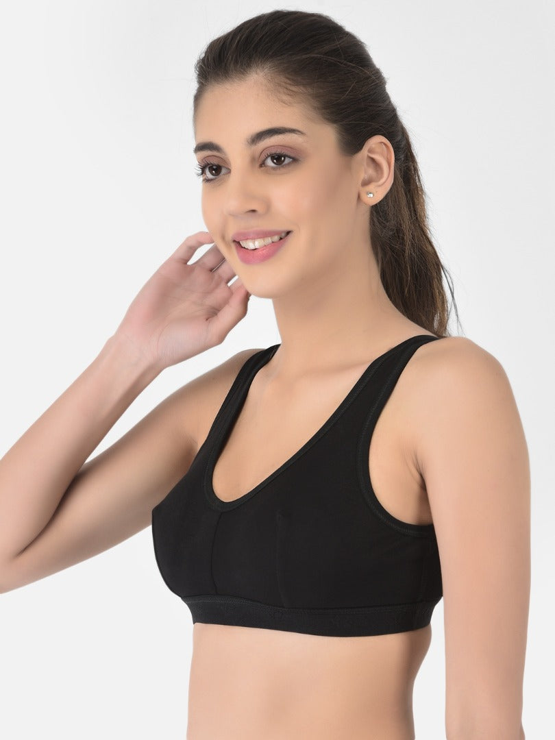 Softline Women's Non Padded Wire Free Sports Bra in 100% Cotton Fabric with Full Cup Coverage, Broad Underband,Double Layered Cups, and Slip On Design (1064)