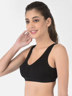 Softline Women's Non Padded Wire Free Sports Bra in 100% Cotton Fabric with Full Cup Coverage, Broad Underband,Double Layered Cups, and Slip On Design (1064)