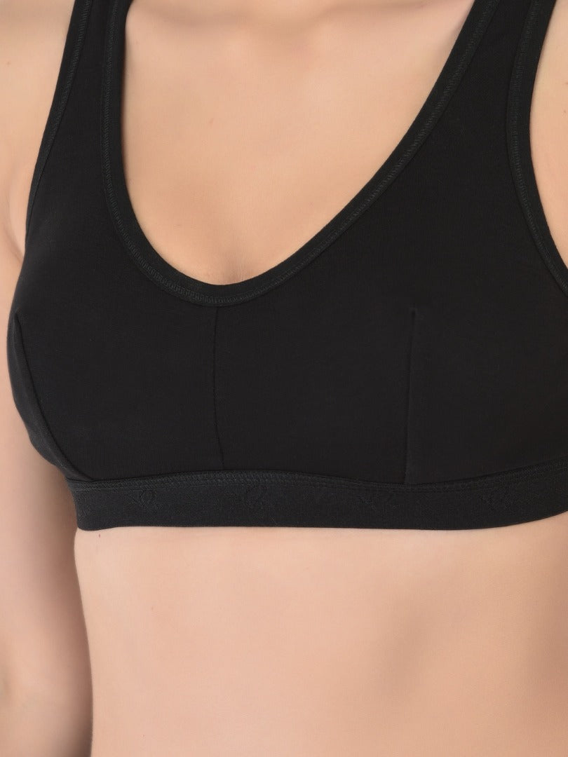 Softline Women's Non Padded Wire Free Sports Bra in 100% Cotton Fabric with Full Cup Coverage, Broad Underband,Double Layered Cups, and Slip On Design (1064)