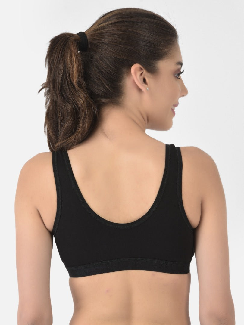 Softline Women's Non Padded Wire Free Sports Bra in 100% Cotton Fabric with Full Cup Coverage, Broad Underband,Double Layered Cups, and Slip On Design (1064)