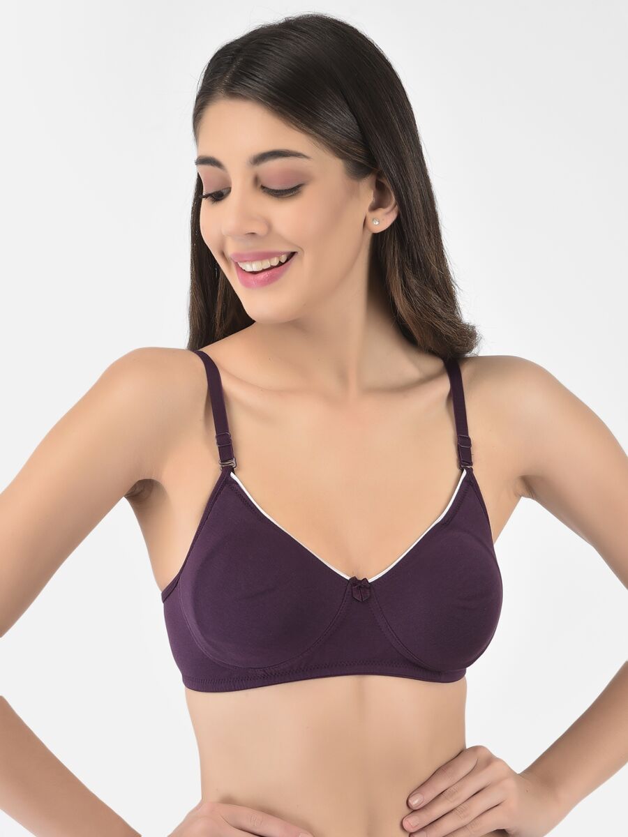 Softline Women's Non Padded Wire Free T-Shirt Bra in Cotton Stretch Fabric with Elastic Straps, Full Cup design, and Hook Closure (2056)