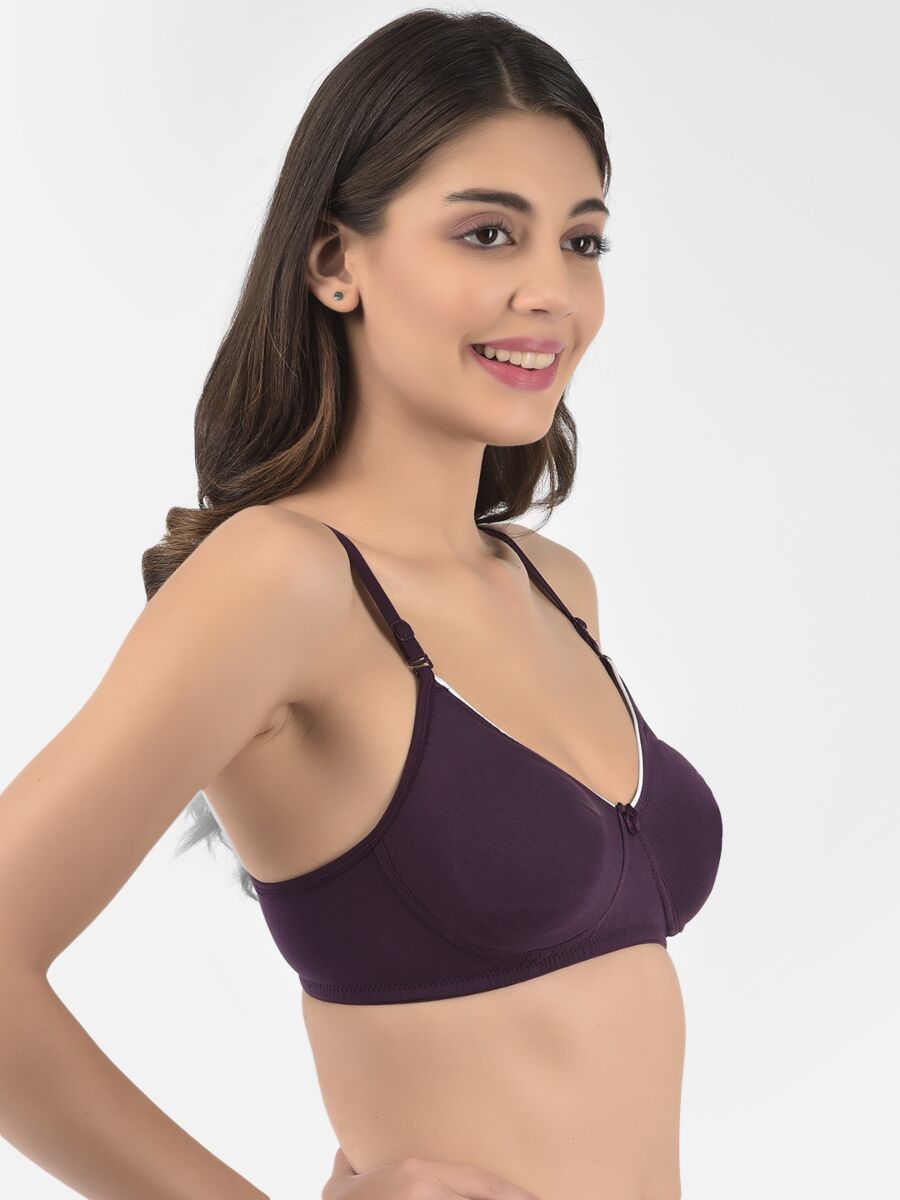 Softline Women's Non Padded Wire Free T-Shirt Bra in Cotton Stretch Fabric with Elastic Straps, Full Cup design, and Hook Closure (2056)
