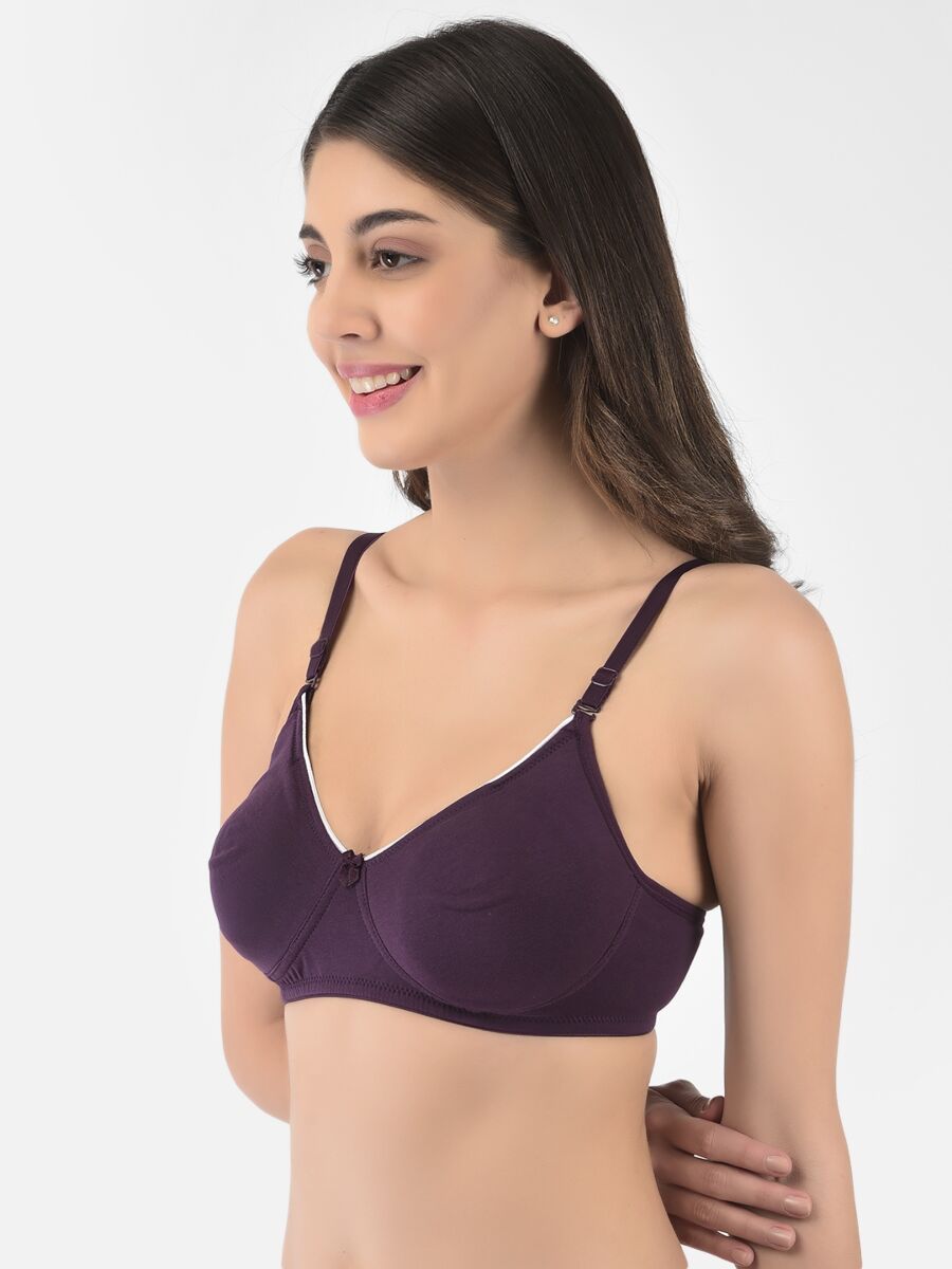 Softline Women's Non Padded Wire Free T-Shirt Bra in Cotton Stretch Fabric with Elastic Straps, Full Cup design, and Hook Closure (2056)