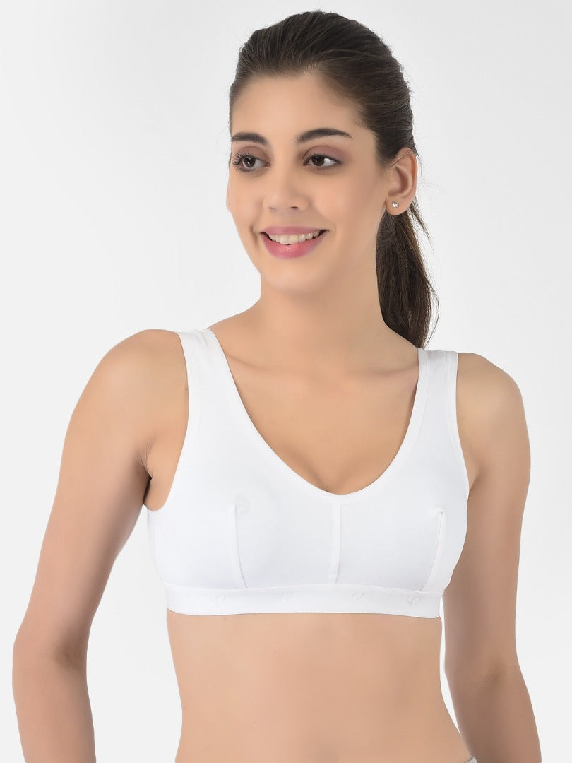 Softline Women's Non Padded Wire Free Sports Bra in 100% Cotton Fabric with Full Cup Coverage, Broad Underband,Double Layered Cups, and Slip On Design (1064)