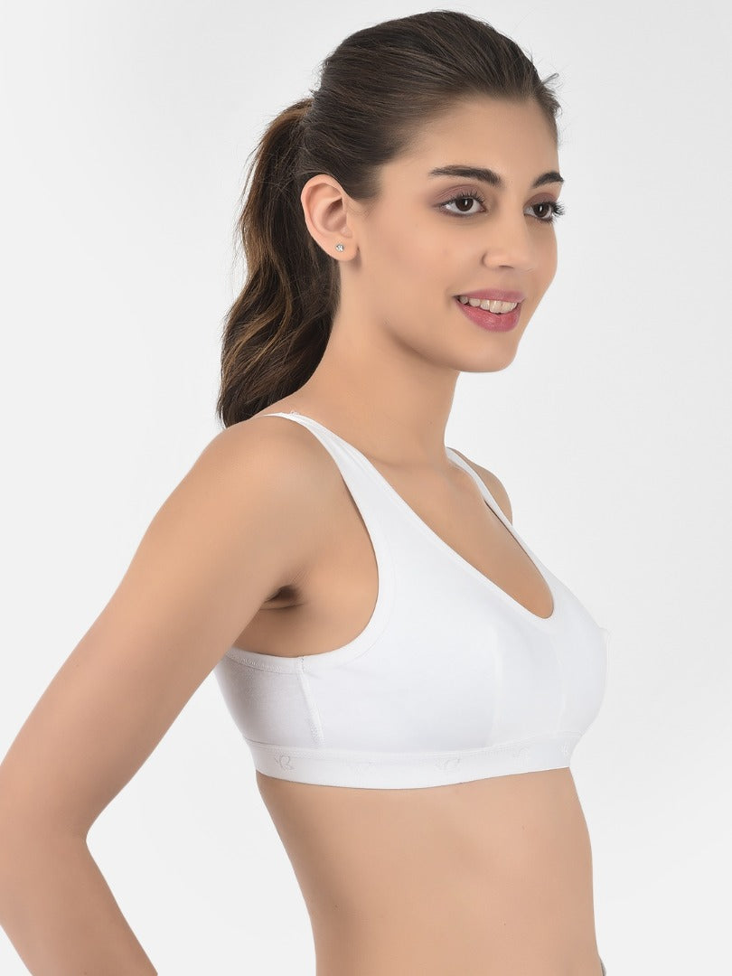 Softline Women's Non Padded Wire Free Sports Bra in 100% Cotton Fabric with Full Cup Coverage, Broad Underband,Double Layered Cups, and Slip On Design (1064)