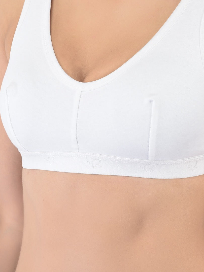 Softline Women's Non Padded Wire Free Sports Bra in 100% Cotton Fabric with Full Cup Coverage, Broad Underband,Double Layered Cups, and Slip On Design (1064)