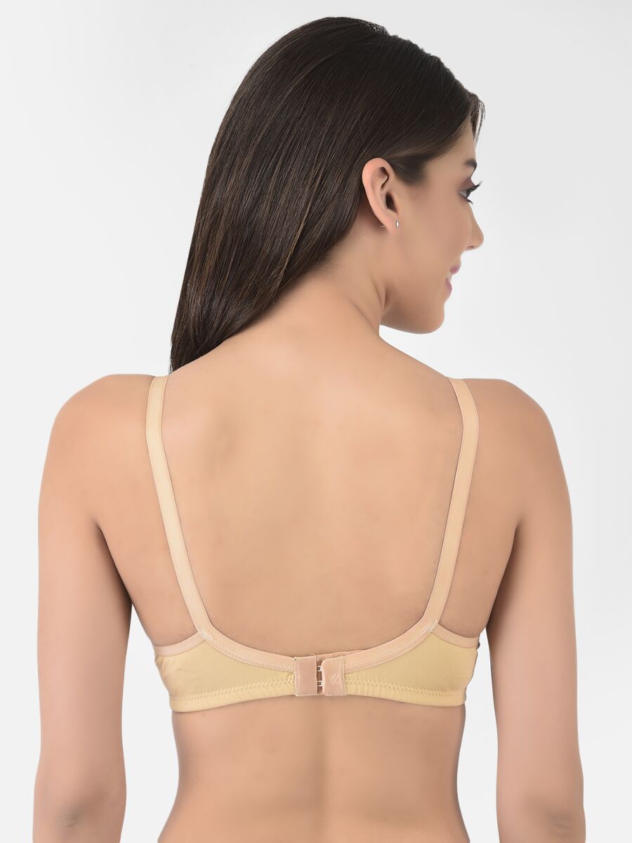 Softline Women's Non Padded Wire Free T-shirt Bra in Cotton Poly Fabric with Cross Neck Elastic Straps, Full Cup design, and Hook Closure (2052)