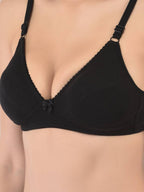 Softline Women's Non Padded Wire Free Bra in Cotton Poly Fabric with Elastic Straps and Hook Closure (1051)