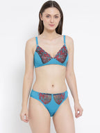 Softline Women's Non Padded Wire Free Bra & Panty Set in Poly Cotton Fabric with Elastic Straps and Hook Closure