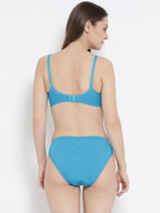 Softline Women's Non Padded Wire Free Bra & Panty Set in Poly Cotton Fabric with Elastic Straps and Hook Closure