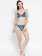 Softline Women's Non Padded Wire Free Bra & Panty Set in Poly Cotton Fabric with Elastic Straps and Hook Closure