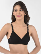 Softline Women's Non Padded Wire Free T-shirt Bra in Cotton Poly Fabric with Cross Neck Elastic Straps, Full Cup design, and Hook Closure (2052)