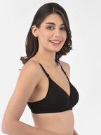 Softline Women's Non Padded Wire Free T-shirt Bra in Cotton Poly Fabric with Cross Neck Elastic Straps, Full Cup design, and Hook Closure (2052)