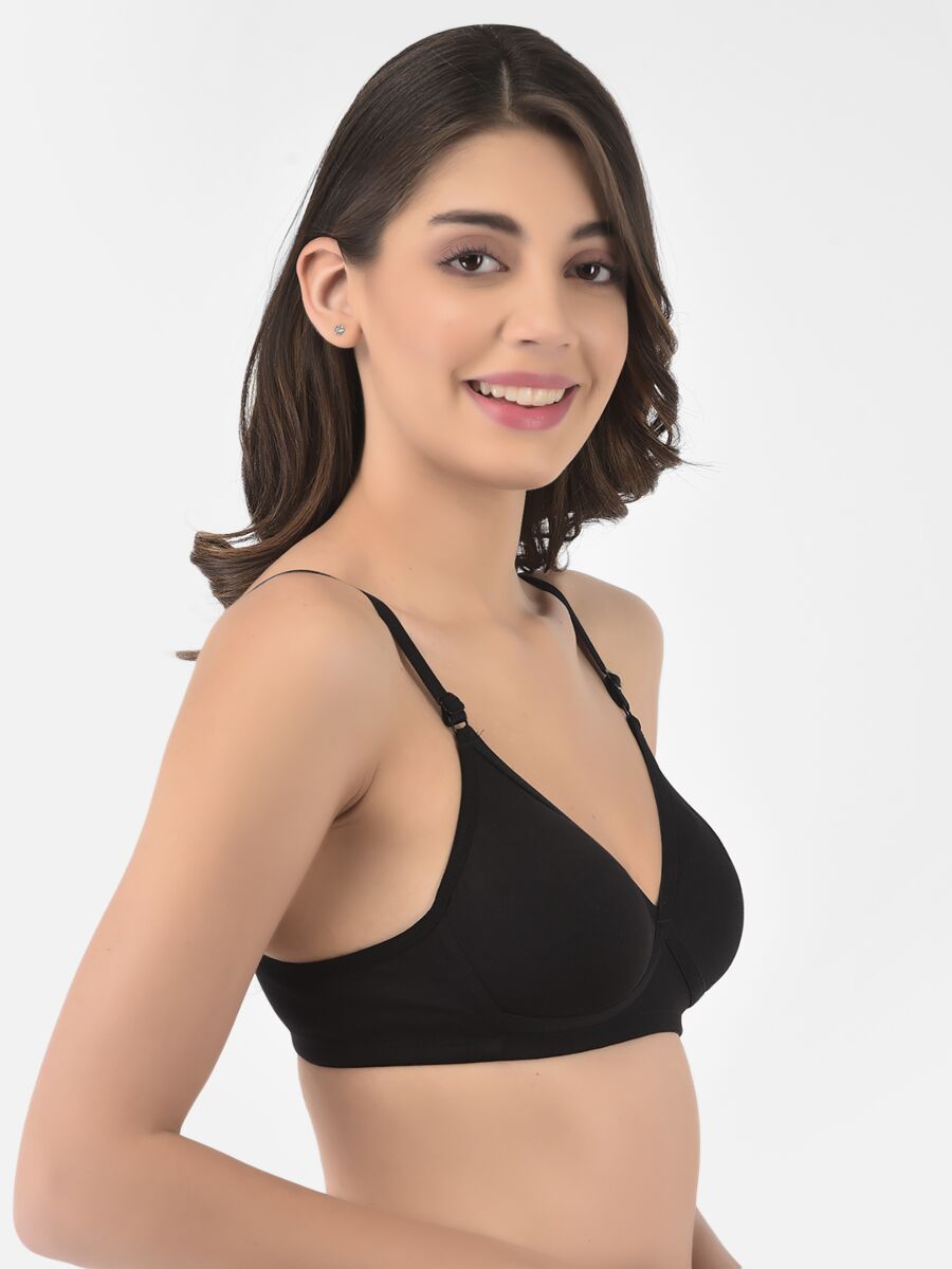 Softline Women's Non Padded Wire Free T-shirt Bra in Cotton Poly Fabric with Cross Neck Elastic Straps, Full Cup design, and Hook Closure (2052)