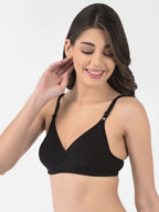 Softline Women's Non Padded Wire Free T-shirt Bra in Cotton Poly Fabric with Cross Neck Elastic Straps, Full Cup design, and Hook Closure (2052)