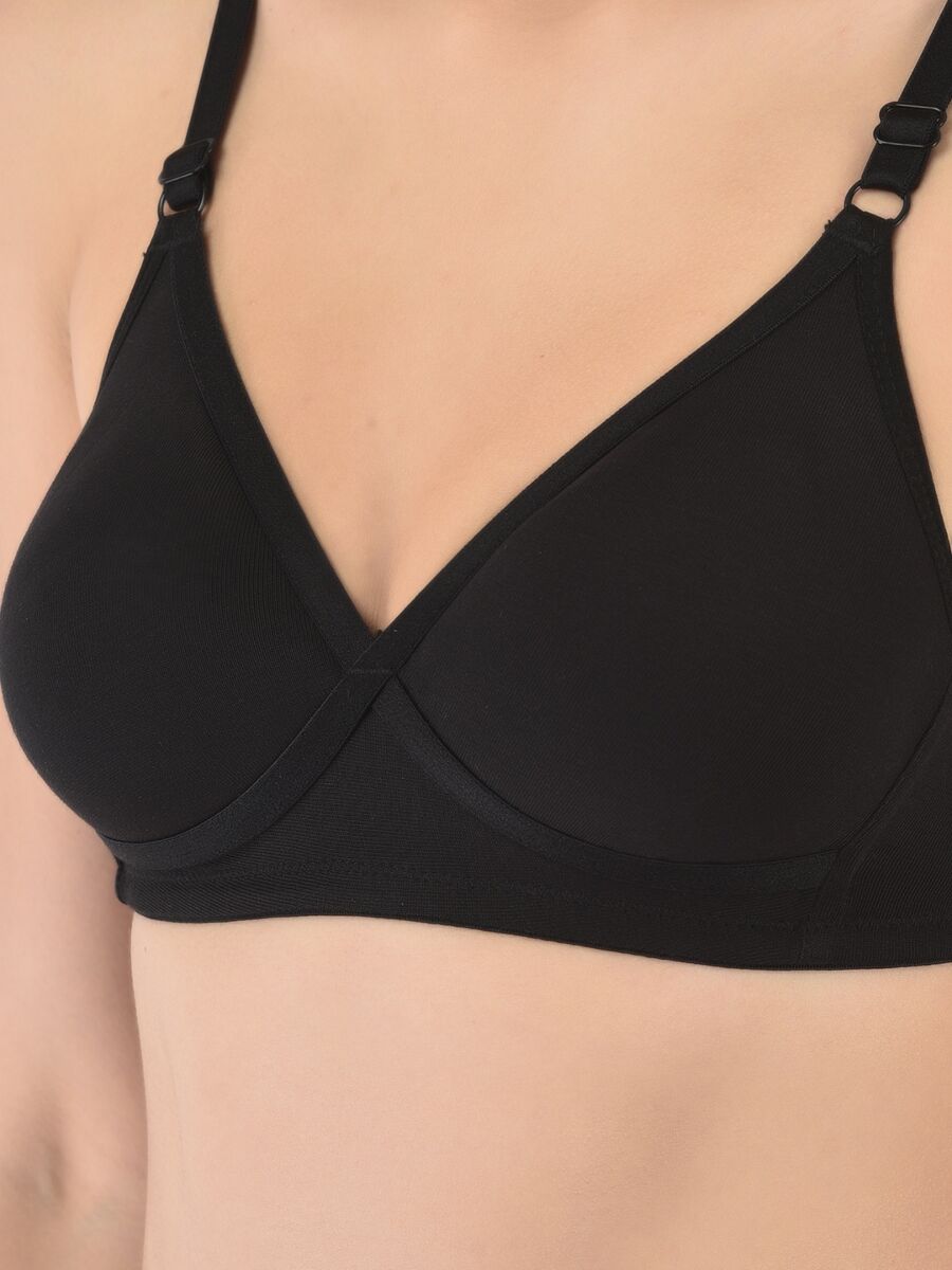Softline Women's Non Padded Wire Free T-shirt Bra in Cotton Poly Fabric with Cross Neck Elastic Straps, Full Cup design, and Hook Closure (2052)