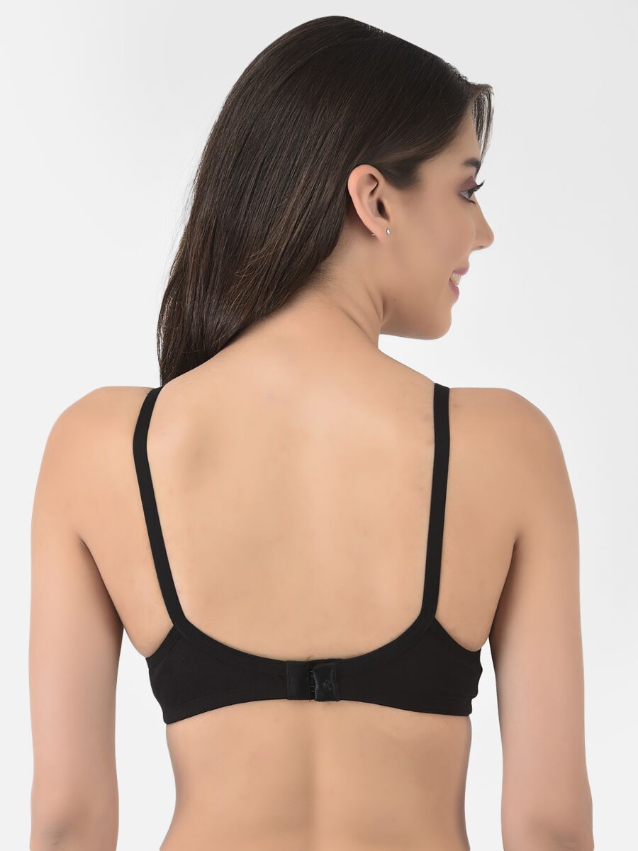 Softline Women's Non Padded Wire Free T-shirt Bra in Cotton Poly Fabric with Cross Neck Elastic Straps, Full Cup design, and Hook Closure (2052)