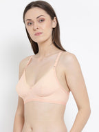 Softline Women's Non Padded Wire Free Bra in Cotton Poly Fabric with Elastic Straps and  Hook Closure