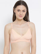 Softline Women's Non Padded Wire Free Bra in Cotton Poly Fabric with Elastic Straps and  Hook Closure