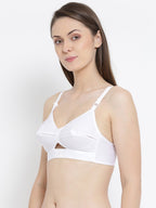 Softline Women's Non Padded Wire Free Bra in 100% Cotton Fabric with Elastic Straps and Hook Closure