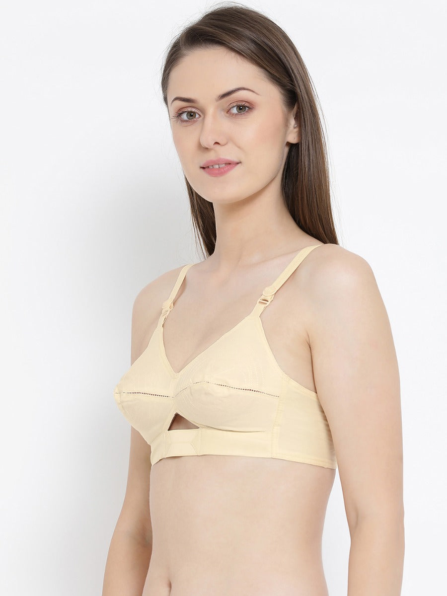 Softline Women's Non Padded Wire Free Bra in 100% Cotton Fabric with Elastic Straps and Hook Closure
