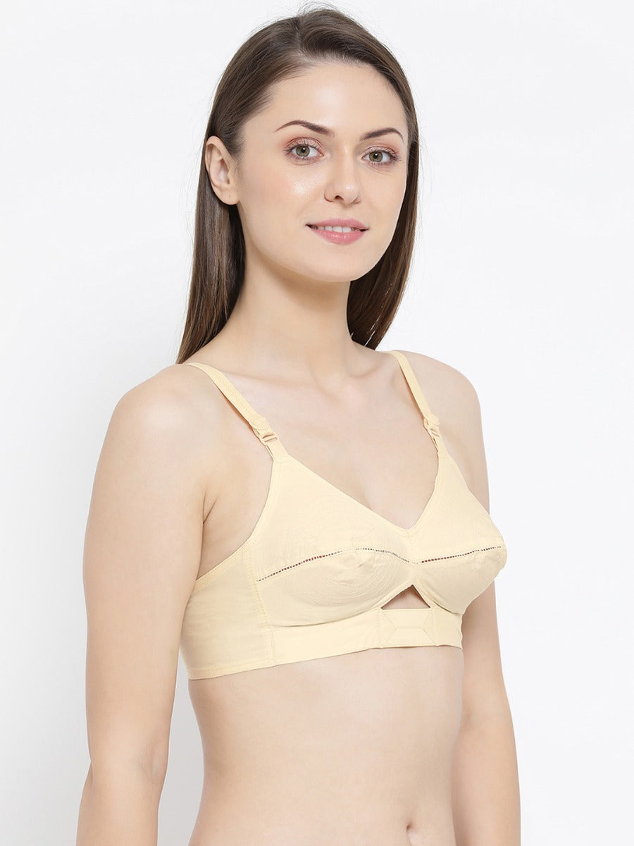 Softline Women's Non Padded Wire Free Bra in 100% Cotton Fabric with Elastic Straps and Hook Closure