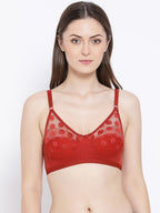 Softline Women's Non Padded Wire Free Net Bra in Nylon Spandex Fabric with Elastic Straps and Hook Closure