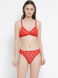 Softline Women's Non Padded Wire Free Net Bra & Panty Set in Poly Cotton Fabric with Elastic Straps and Hook Closure