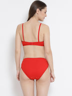 Softline Women's Non Padded Wire Free Net Bra & Panty Set in Poly Cotton Fabric with Elastic Straps and Hook Closure