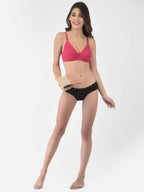 Softline Women's Non Padded Wire Free Bra in Cotton Poly Fabric with Double Layered Cups, Elastic Straps, and Hook Closure (1052)