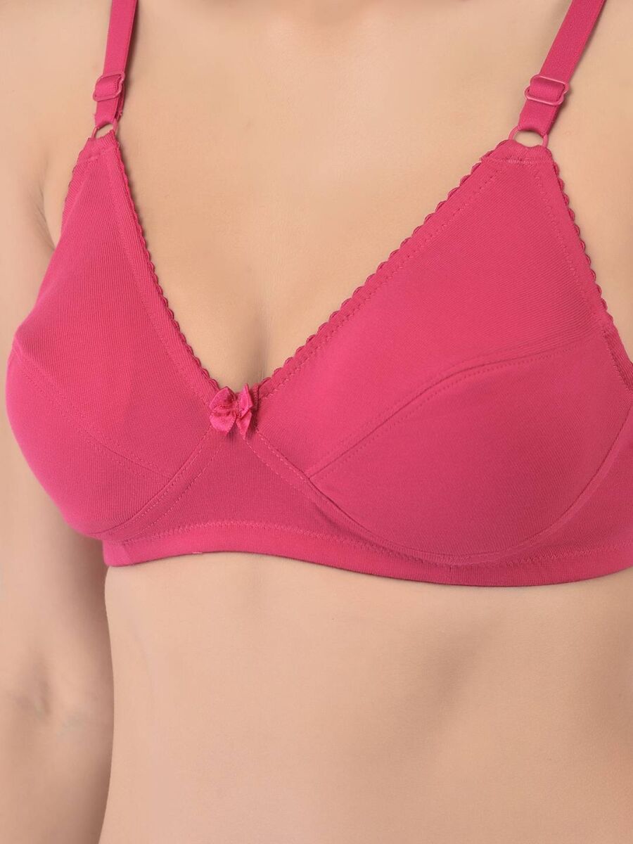 Softline Women's Non Padded Wire Free Bra in Cotton Poly Fabric with Double Layered Cups, Elastic Straps, and Hook Closure (1052)