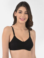 Softline Women's Non Padded Wire Free Bra in Cotton Stretch Fabric with Double Layered Cups Full Coverage, Elastic Straps, and Hook Closure (1055)