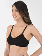 Softline Women's Non Padded Wire Free Bra in Cotton Stretch Fabric with Double Layered Cups Full Coverage, Elastic Straps, and Hook Closure (1055)