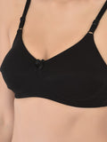 Softline Women's Non Padded Wire Free Bra in Cotton Stretch Fabric with Double Layered Cups Full Coverage, Elastic Straps, and Hook Closure (1055)
