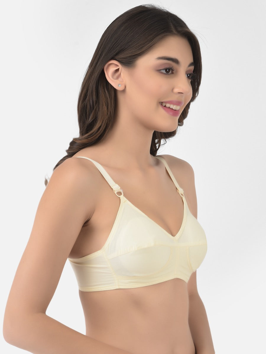 Softline Women's Non Padded Wire Free Bra in 100% Cotton Fabric with Full Coverage Cups, Elastic Straps, and Hook Closure (1059)
