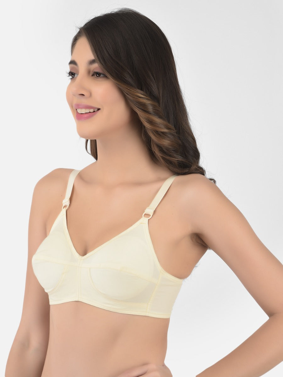 Softline Women's Non Padded Wire Free Bra in 100% Cotton Fabric with Full Coverage Cups, Elastic Straps, and Hook Closure (1059)