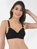 Softline Women's Non Padded Wire Free Bra in 100% Shifley Embroidery Cotton Fabric with  Full Coverage Cups, Broad Elastic Straps, and Hook Closure (1061)
