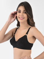 Softline Women's Non Padded Wire Free Bra in 100% Shifley Embroidery Cotton Fabric with  Full Coverage Cups, Broad Elastic Straps, and Hook Closure (1061)
