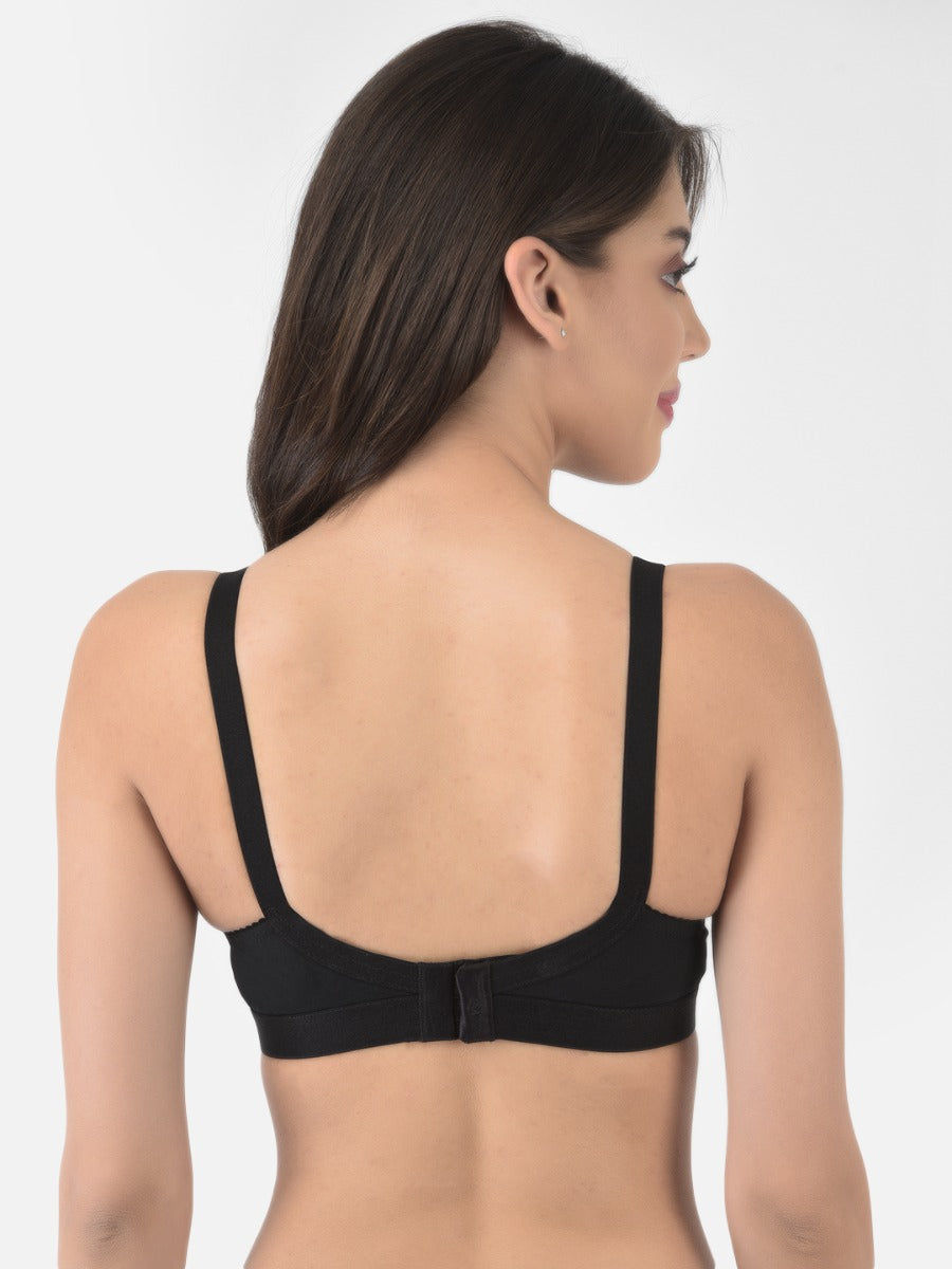 Softline Women's Non Padded Wire Free Bra in 100% Shifley Embroidery Cotton Fabric with  Full Coverage Cups, Broad Elastic Straps, and Hook Closure (1061)